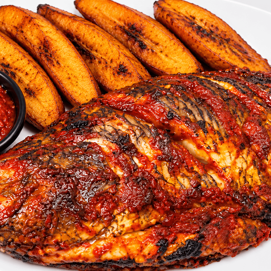 Grilled Tilapia Fish with Plantain/Potatoes
